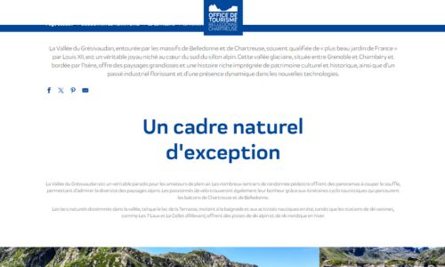 rédaction web pour l'office de tourisme Belledonne Chartreuse